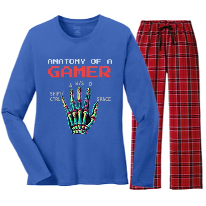 Anatomy Of A Gamer Gaming Gamer Video Games Gift Women's Long Sleeve Flannel Pajama Set 