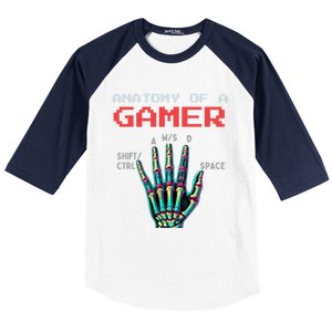 Anatomy Of A Gamer Gaming Gamer Video Games Gift Baseball Sleeve Shirt