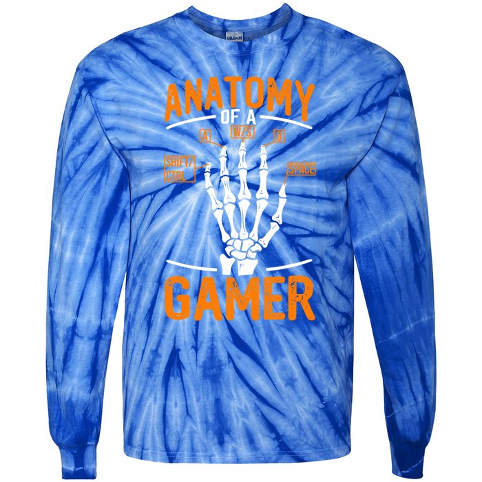 Anatomy Of A Gamer Funny Pc Gamer And Gaming Ns Gift Tie-Dye Long Sleeve Shirt