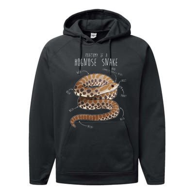 Anatomy Of A Hognose Snake Funny Pet Reptile Animal Lover Performance Fleece Hoodie