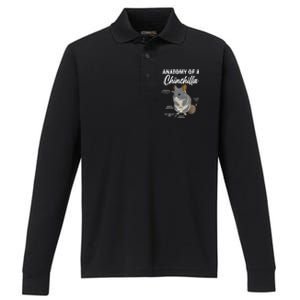 Anatomy Of A Chinchilla For Women Chinchilla Mom Funny Performance Long Sleeve Polo