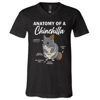 Anatomy Of A Chinchilla For Women Chinchilla Mom Funny V-Neck T-Shirt