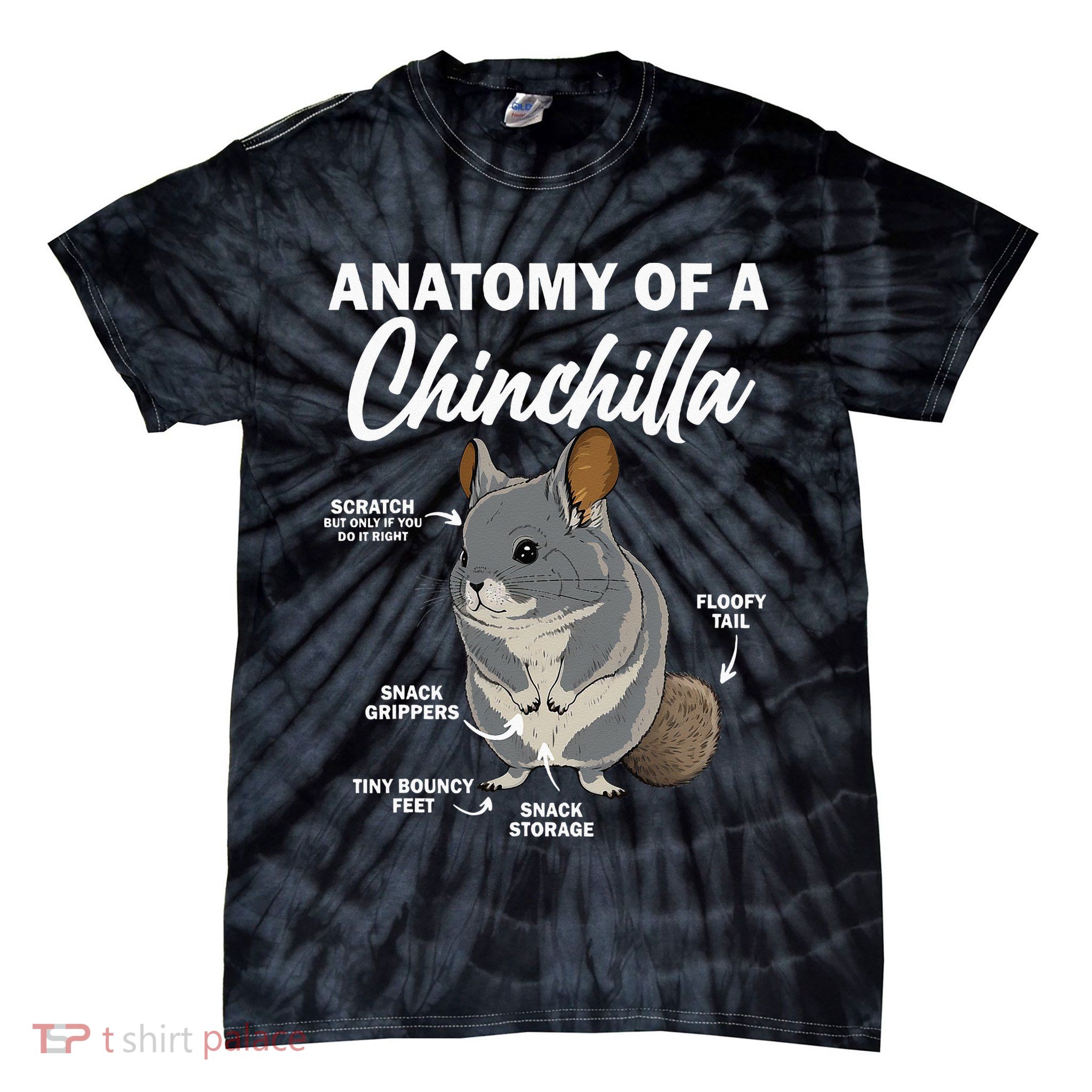 Anatomy Of A Chinchilla For Women Chinchilla Mom Funny Tie-Dye T-Shirt