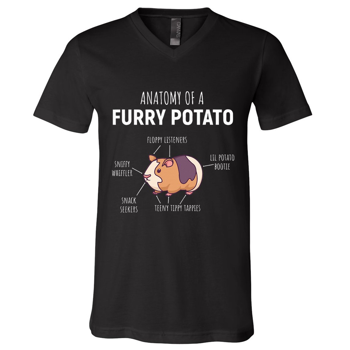 Anatomy Of A Furry Potato Guinea Pig Lover V-Neck T-Shirt