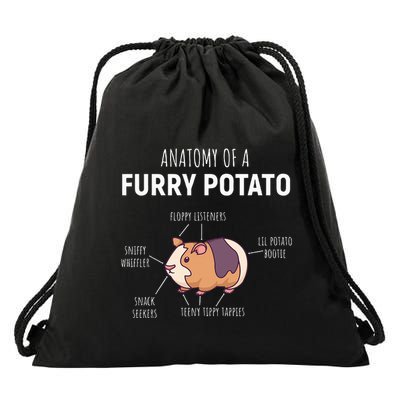 Anatomy Of A Furry Potato Guinea Pig Lover Drawstring Bag