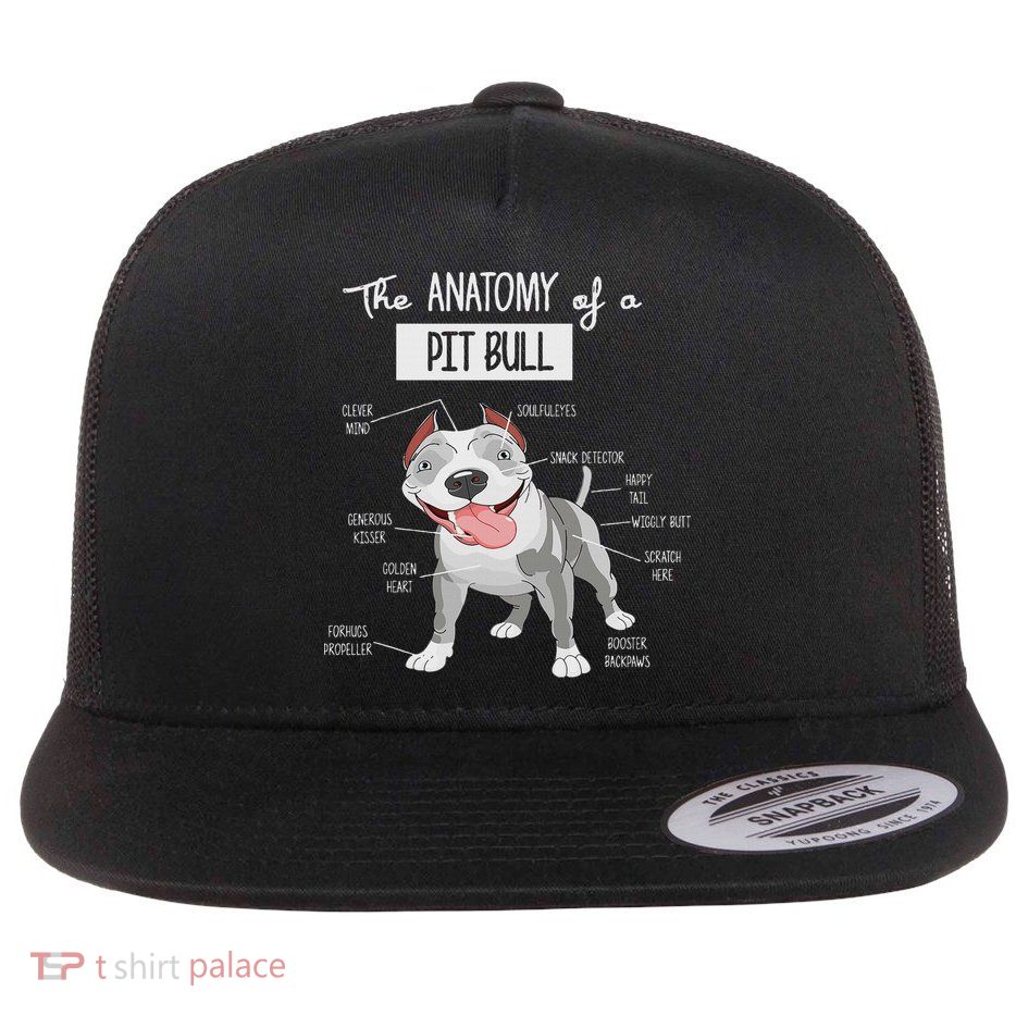Anatomy Of A Pitbull Dog Lover Flat Bill Trucker Hat