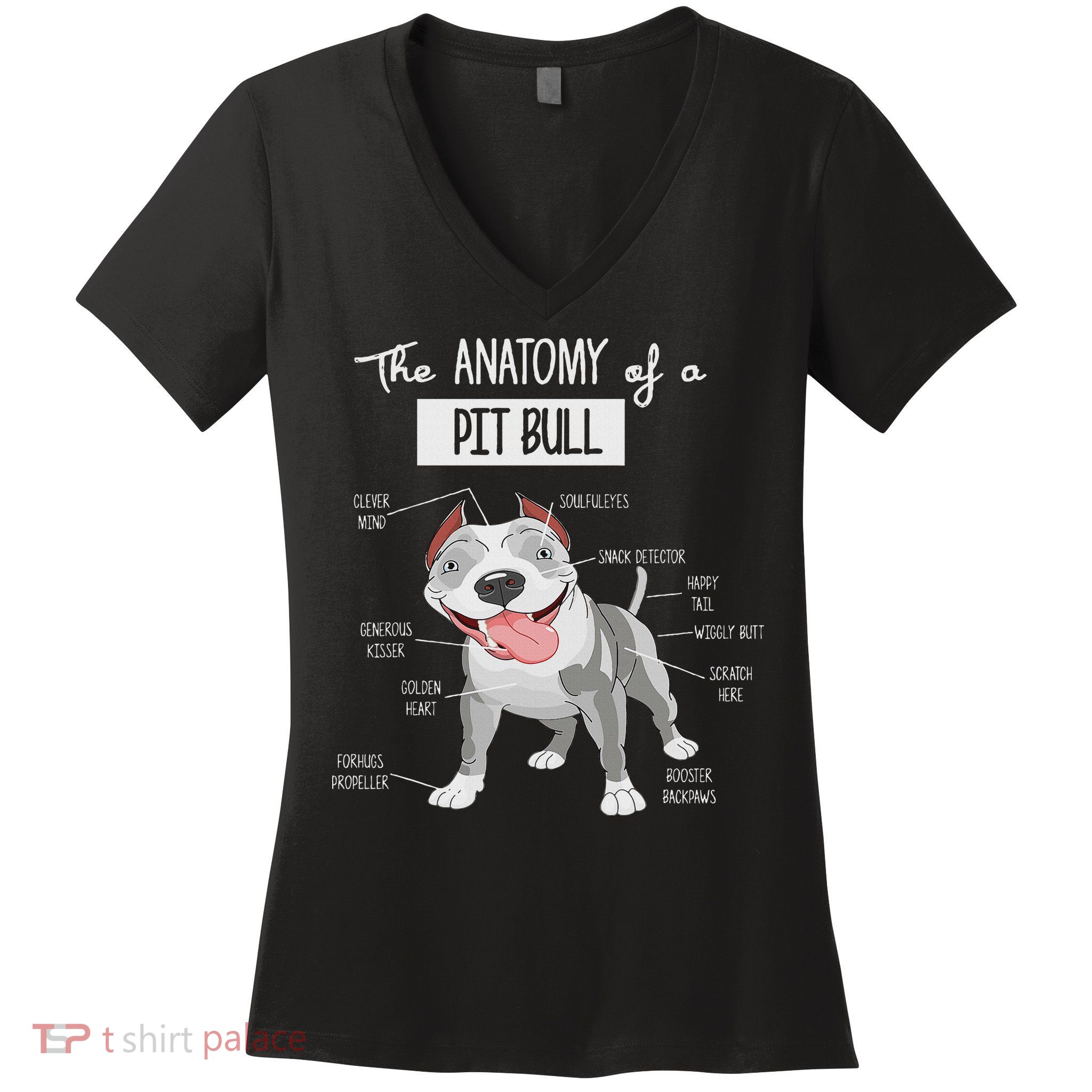 Anatomy Of A Pitbull Dog Lover Women's V-Neck T-Shirt