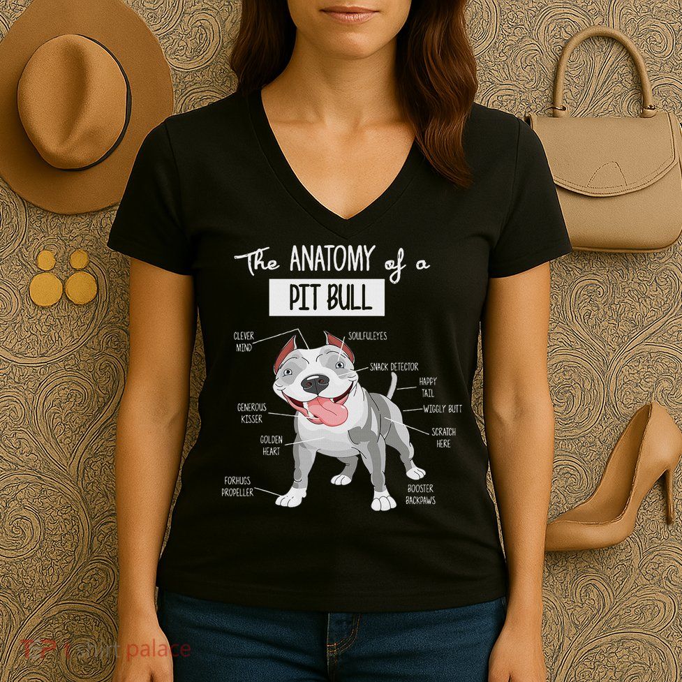 Anatomy Of A Pitbull Dog Lover Women's V-Neck T-Shirt