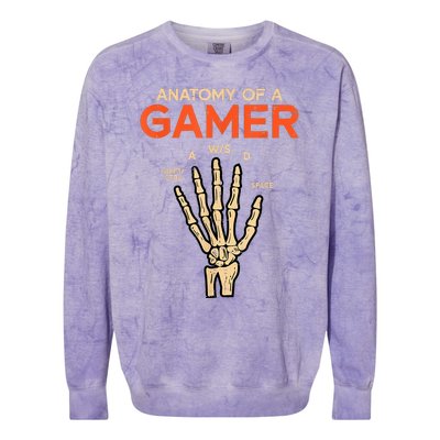 Anatomy Of A Gamer Skeleton Hand Funny Colorblast Crewneck Sweatshirt