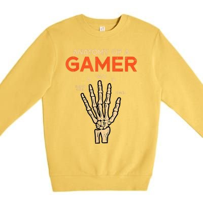 Anatomy Of A Gamer Skeleton Hand Funny Premium Crewneck Sweatshirt