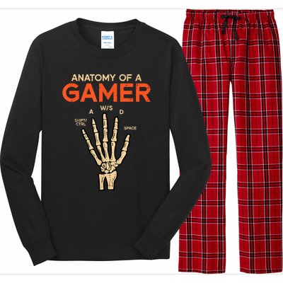 Anatomy Of A Gamer Skeleton Hand Funny Long Sleeve Pajama Set