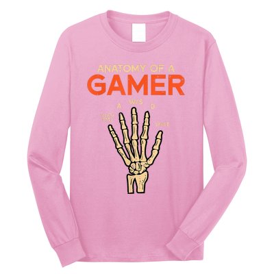 Anatomy Of A Gamer Skeleton Hand Funny Long Sleeve Shirt