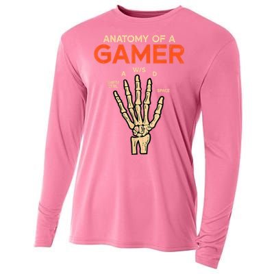 Anatomy Of A Gamer Skeleton Hand Funny Cooling Performance Long Sleeve Crew