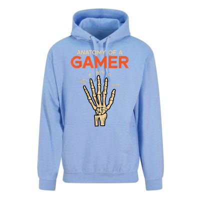 Anatomy Of A Gamer Skeleton Hand Funny Unisex Surf Hoodie