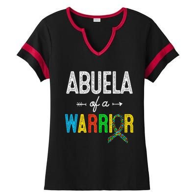 Abuela Of A Warrior Autism Awareness Support Ladies Halftime Notch Neck Tee