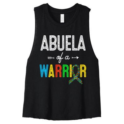 Abuela Of A Warrior Autism Awareness Support Women's Racerback Cropped Tank