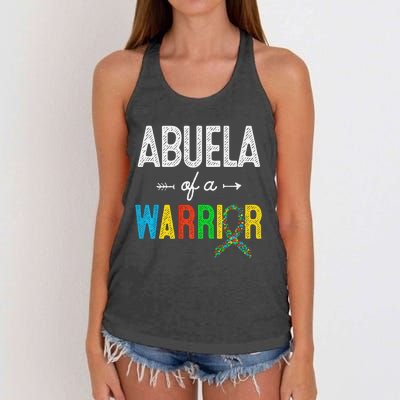 Abuela Of A Warrior Autism Awareness Support Women's Knotted Racerback Tank