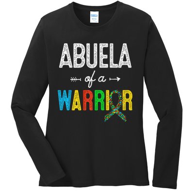 Abuela Of A Warrior Autism Awareness Support Ladies Long Sleeve Shirt