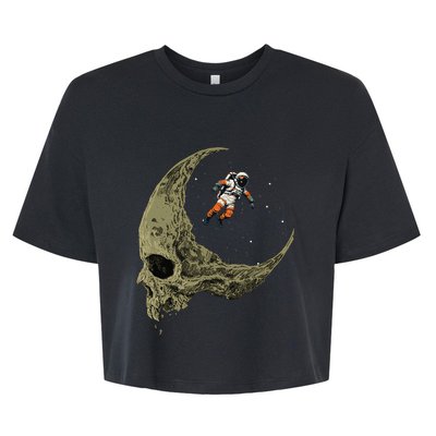 Astronaut On A Skull Planet In Outer Space Astronomy Space Bella+Canvas Jersey Crop Tee