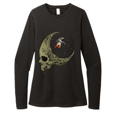 Astronaut On A Skull Planet In Outer Space Astronomy Space Womens CVC Long Sleeve Shirt