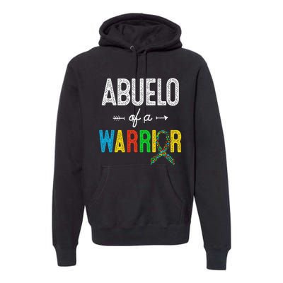 Abuelo Of A Warrior Autism Awareness Support Premium Hoodie