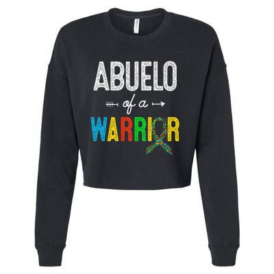 Abuelo Of A Warrior Autism Awareness Support Cropped Pullover Crew