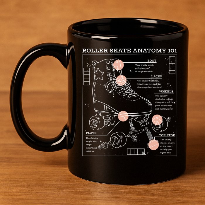 Anatomy Of A Roller Skate 11oz C Handle Ceramic Mug