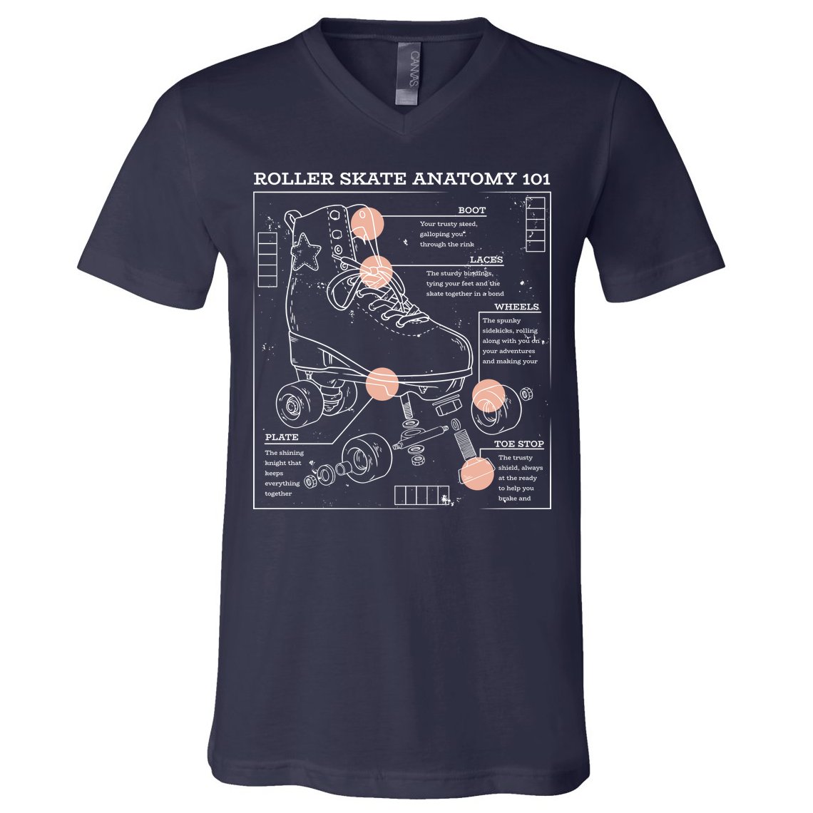 Anatomy Of A Roller Skate V-Neck T-Shirt