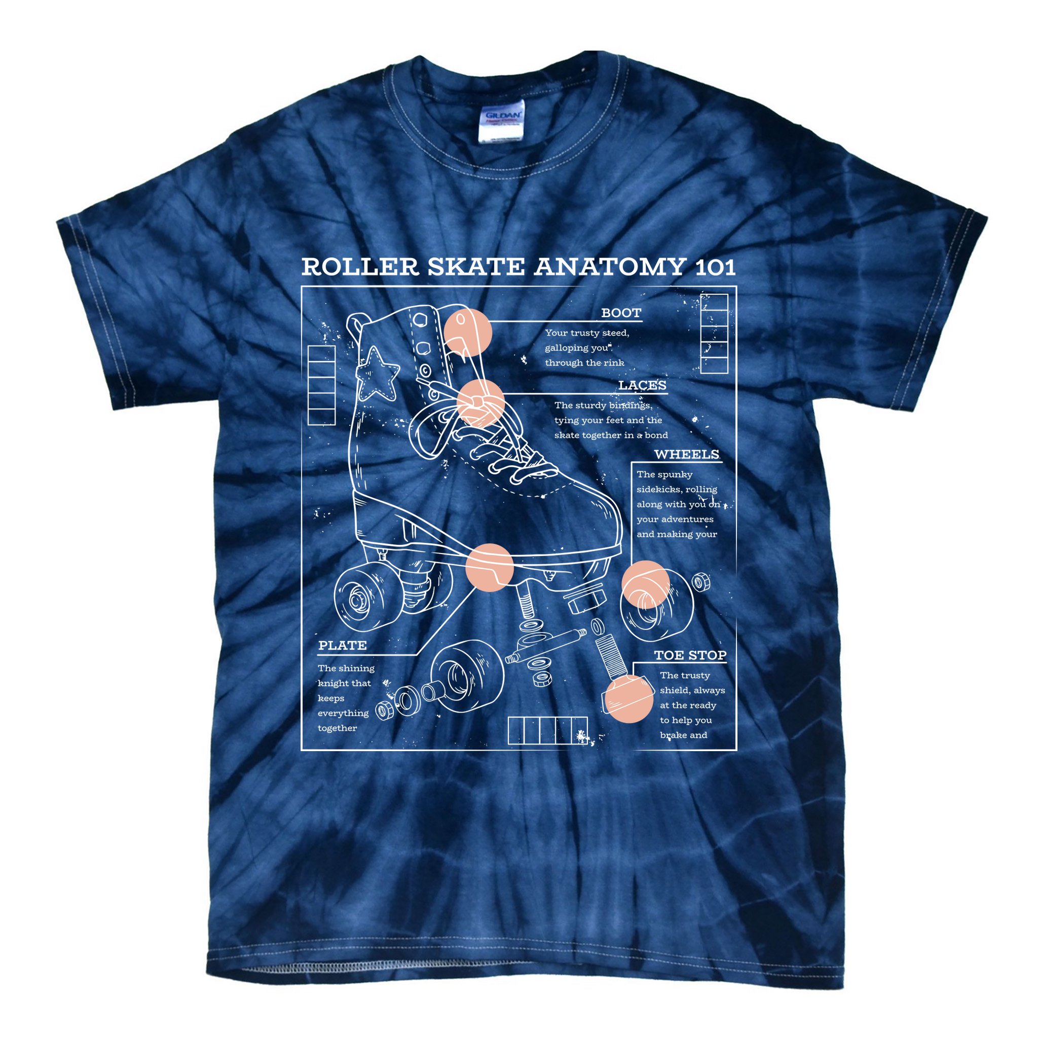 Anatomy Of A Roller Skate Tie-Dye T-Shirt