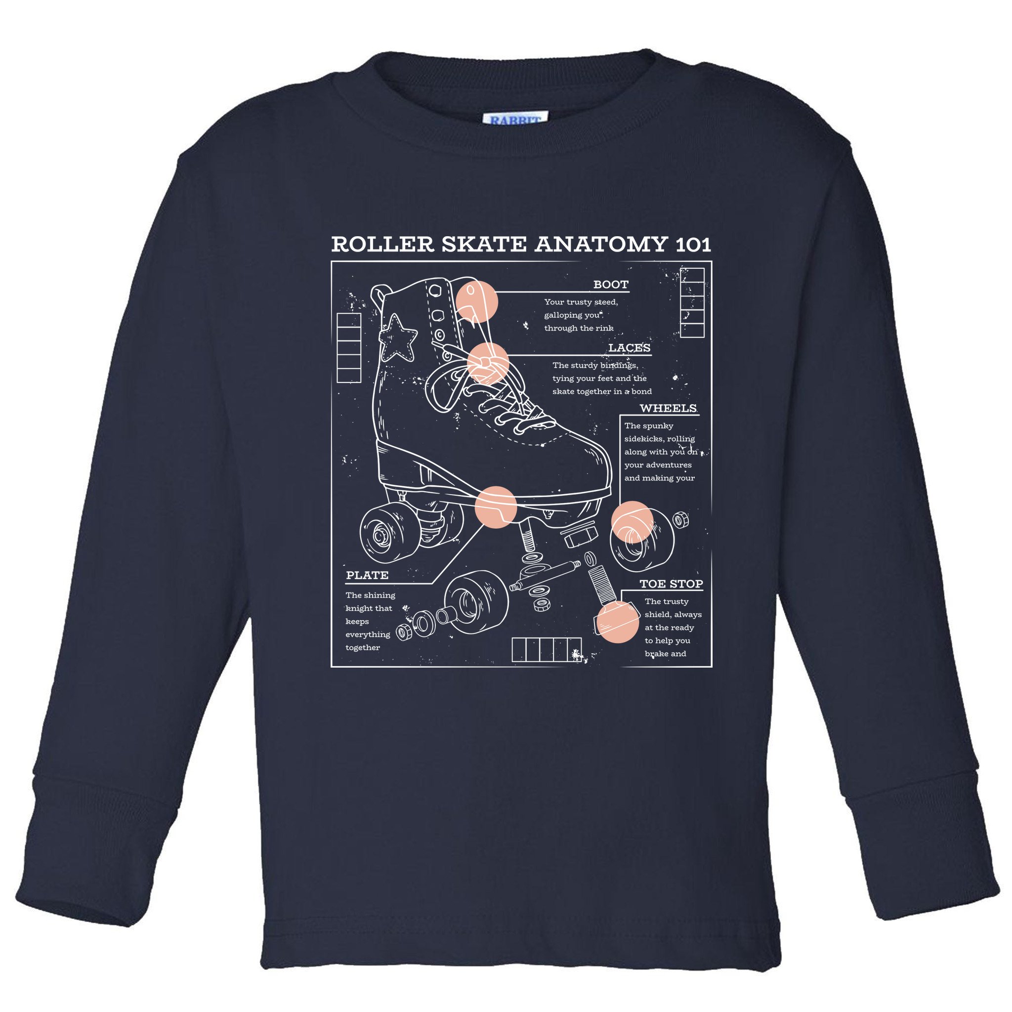 Anatomy Of A Roller Skate Toddler Long Sleeve Shirt