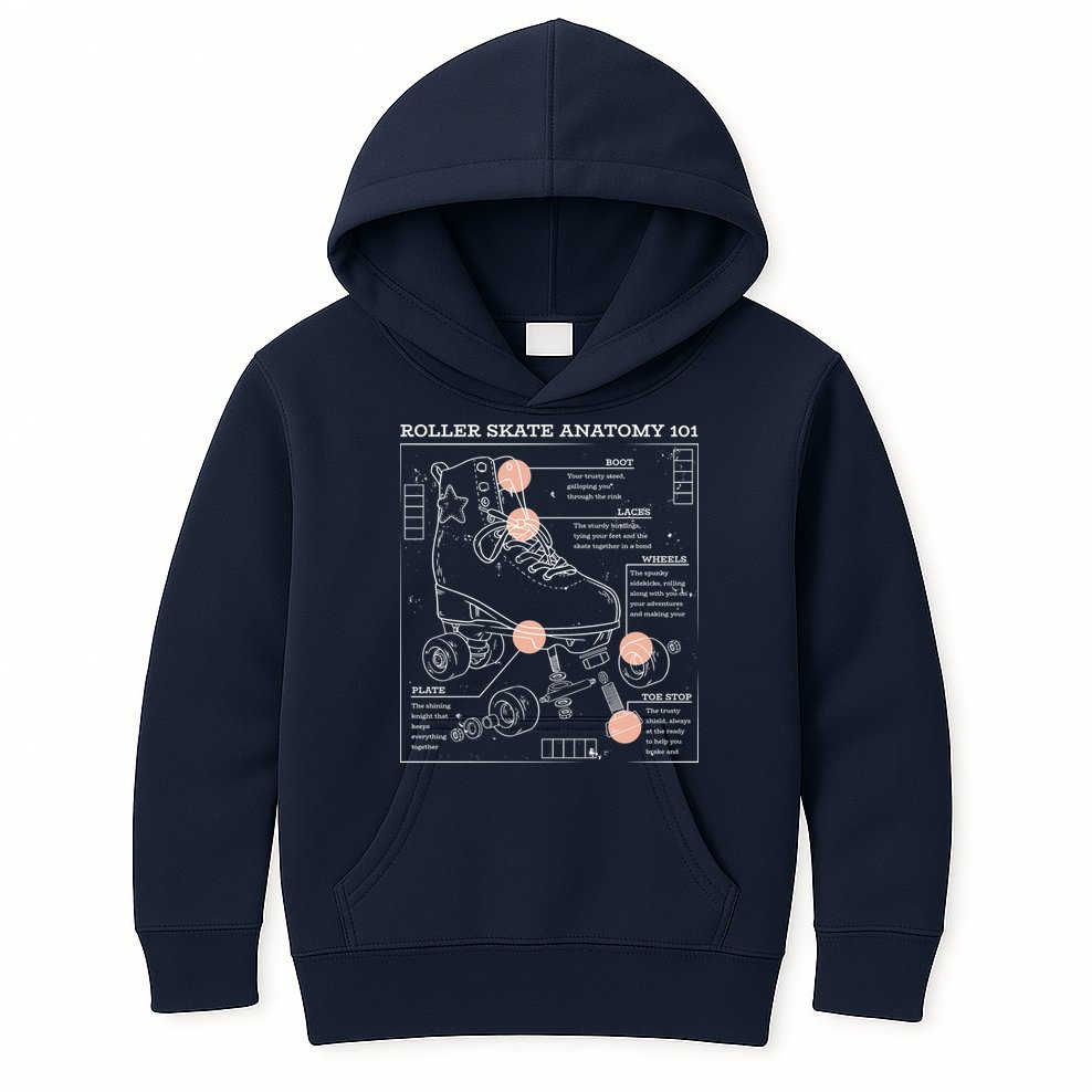 Anatomy Of A Roller Skate Kids Hoodie