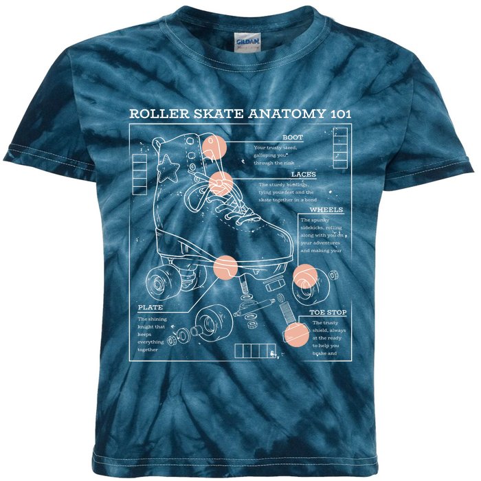 Anatomy Of A Roller Skate Kids Tie-Dye T-Shirt