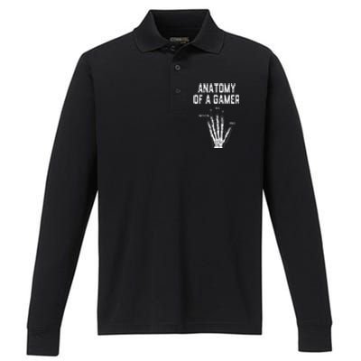 Anatomy of a Gamer Hand Skeleton For Video Games Players Performance Long Sleeve Polo