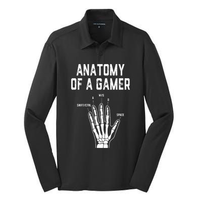 Anatomy of a Gamer Hand Skeleton For Video Games Players Silk Touch Performance Long Sleeve Polo