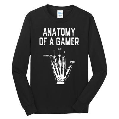 Anatomy of a Gamer Hand Skeleton For Video Games Players Tall Long Sleeve T-Shirt