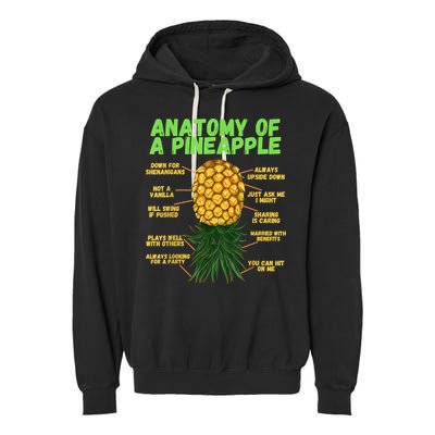 Anatomy Of A Pineapple Funny Upside Down Pineapple Garment-Dyed Fleece Hoodie