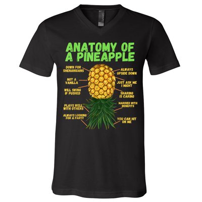 Anatomy Of A Pineapple Funny Upside Down Pineapple V-Neck T-Shirt