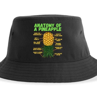 Anatomy Of A Pineapple Funny Upside Down Pineapple Sustainable Bucket Hat