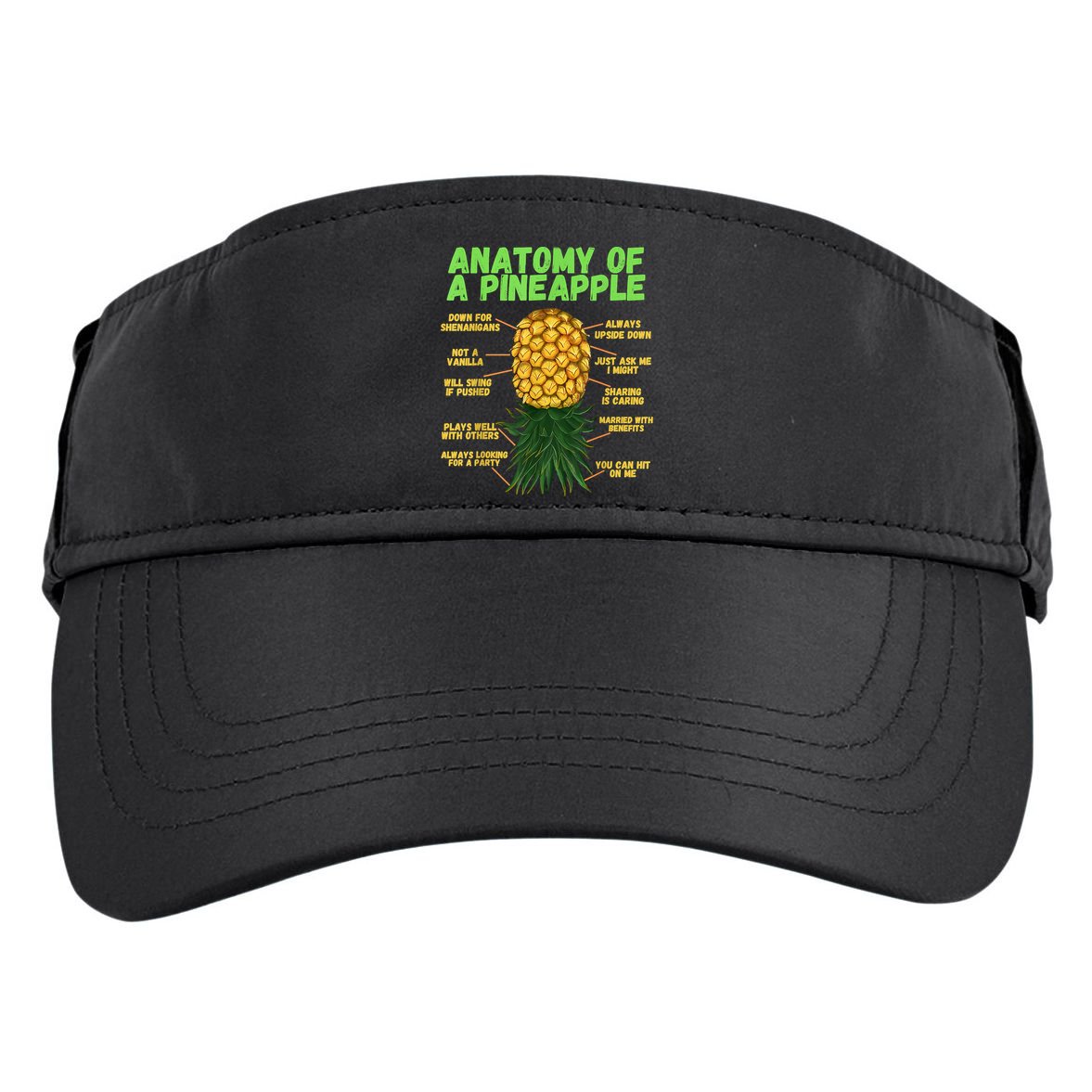 Anatomy Of A Pineapple Funny Upside Down Pineapple Adult Drive Performance Visor