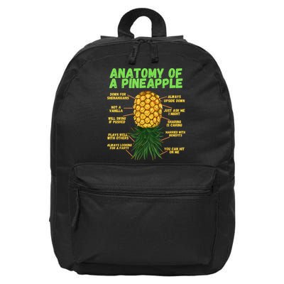 Anatomy Of A Pineapple Funny Upside Down Pineapple 16 in Basic Backpack