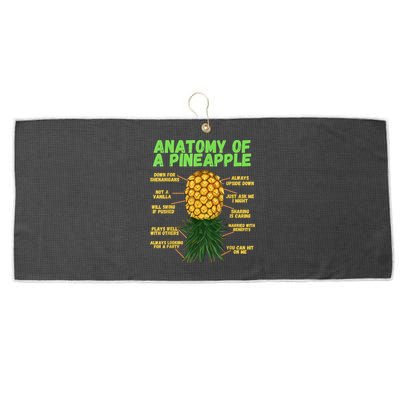 Anatomy Of A Pineapple Funny Upside Down Pineapple Large Microfiber Waffle Golf Towel