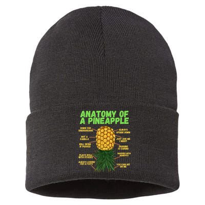 Anatomy Of A Pineapple Funny Upside Down Pineapple Sustainable Knit Beanie