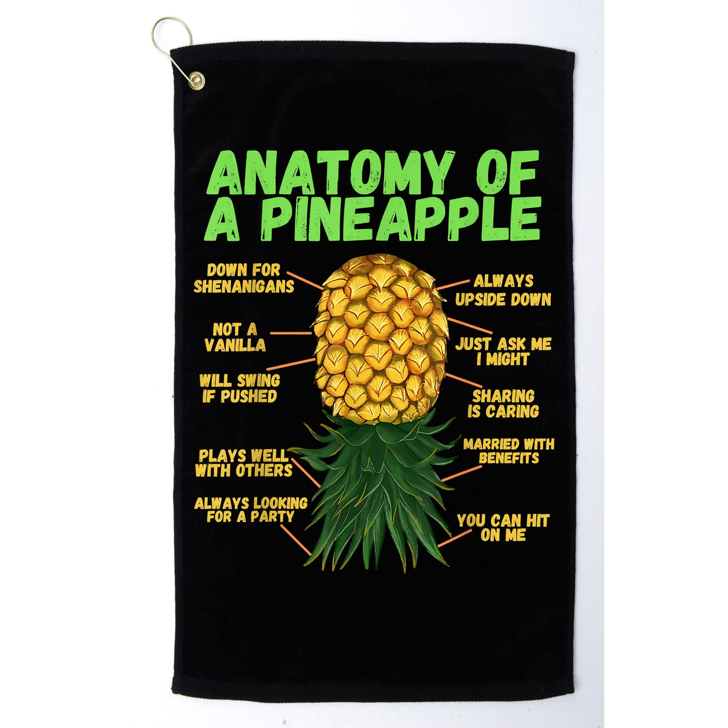 Anatomy Of A Pineapple Funny Upside Down Pineapple Golf Towel