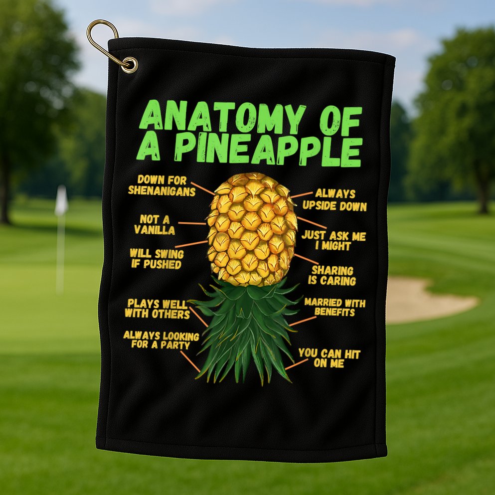 Anatomy Of A Pineapple Funny Upside Down Pineapple Golf Towel