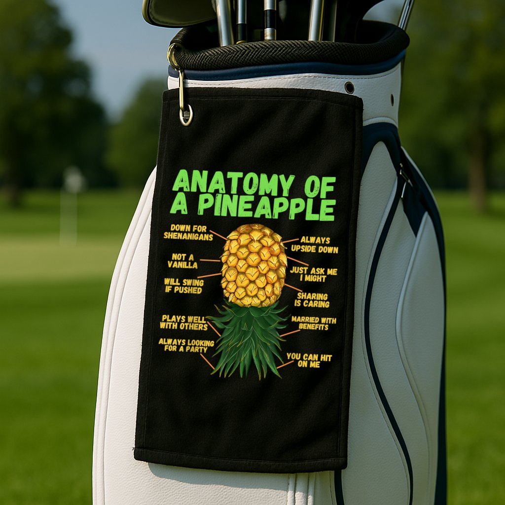 Anatomy Of A Pineapple Funny Upside Down Pineapple Golf Towel