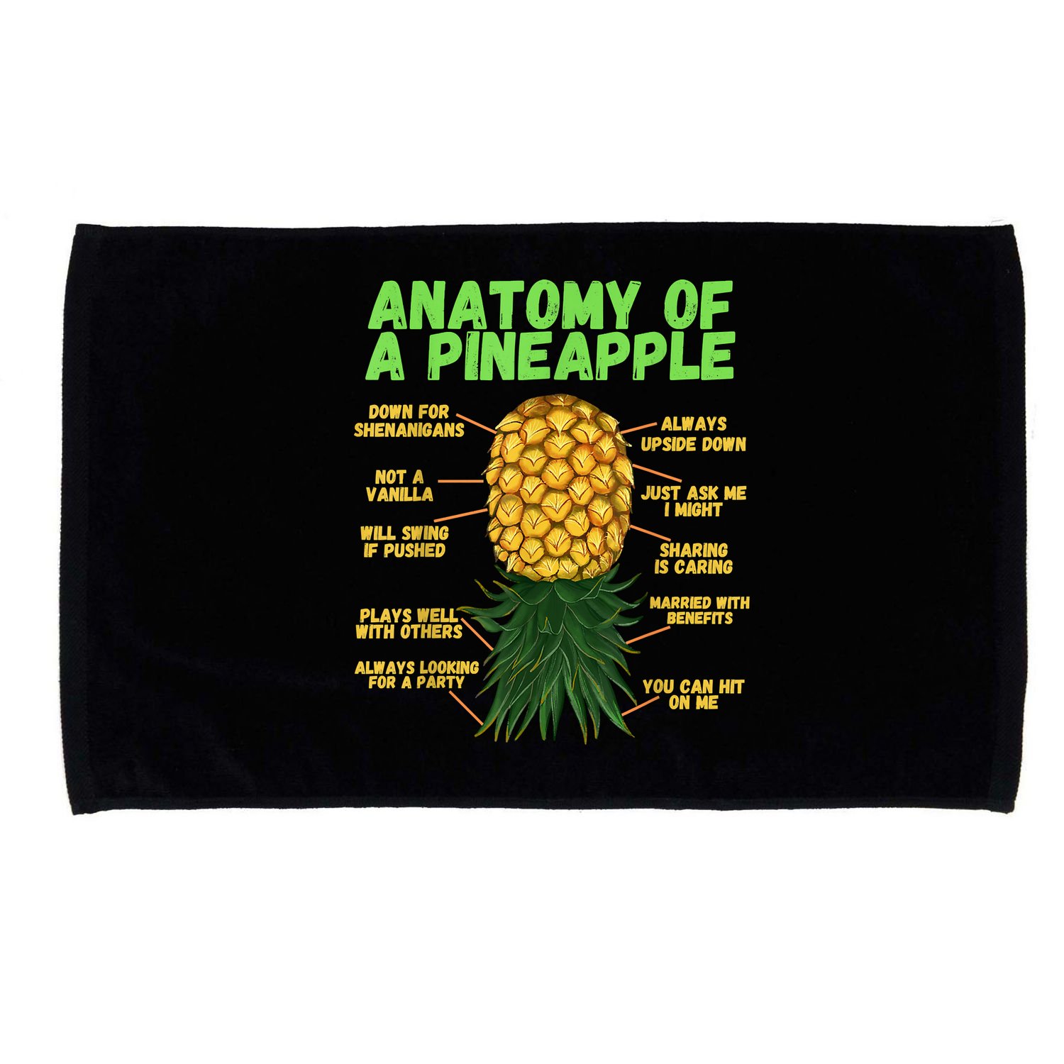 Anatomy Of A Pineapple Funny Upside Down Pineapple Microfiber Hand Towel