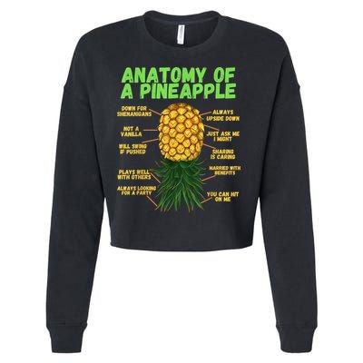 Anatomy Of A Pineapple Funny Upside Down Pineapple Cropped Pullover Crew