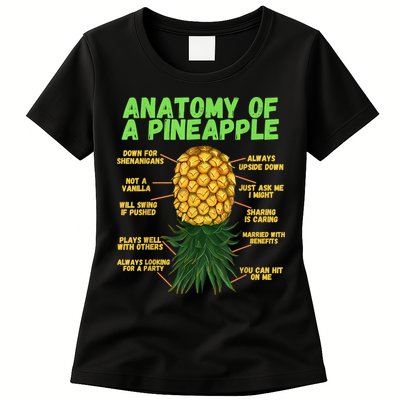 Anatomy Of A Pineapple Funny Upside Down Pineapple Womens T-Shirt
