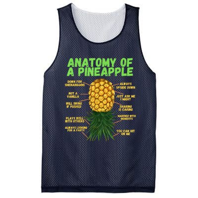 Anatomy Of A Pineapple Funny Upside Down Pineapple Mesh Reversible Basketball Jersey Tank