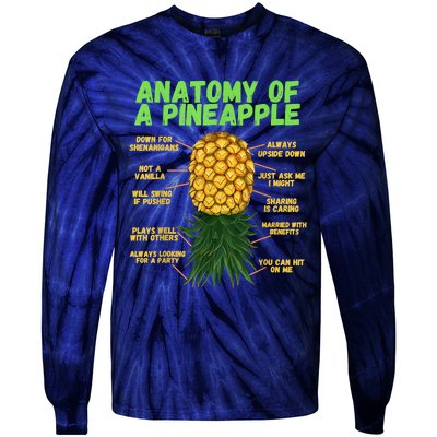 Anatomy Of A Pineapple Funny Upside Down Pineapple Tie-Dye Long Sleeve Shirt